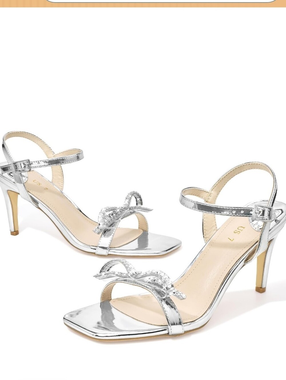 Perphy Rhinestone Sparkly Heel Square Toe Stiletto Heel Sandals NWT Size 8.5